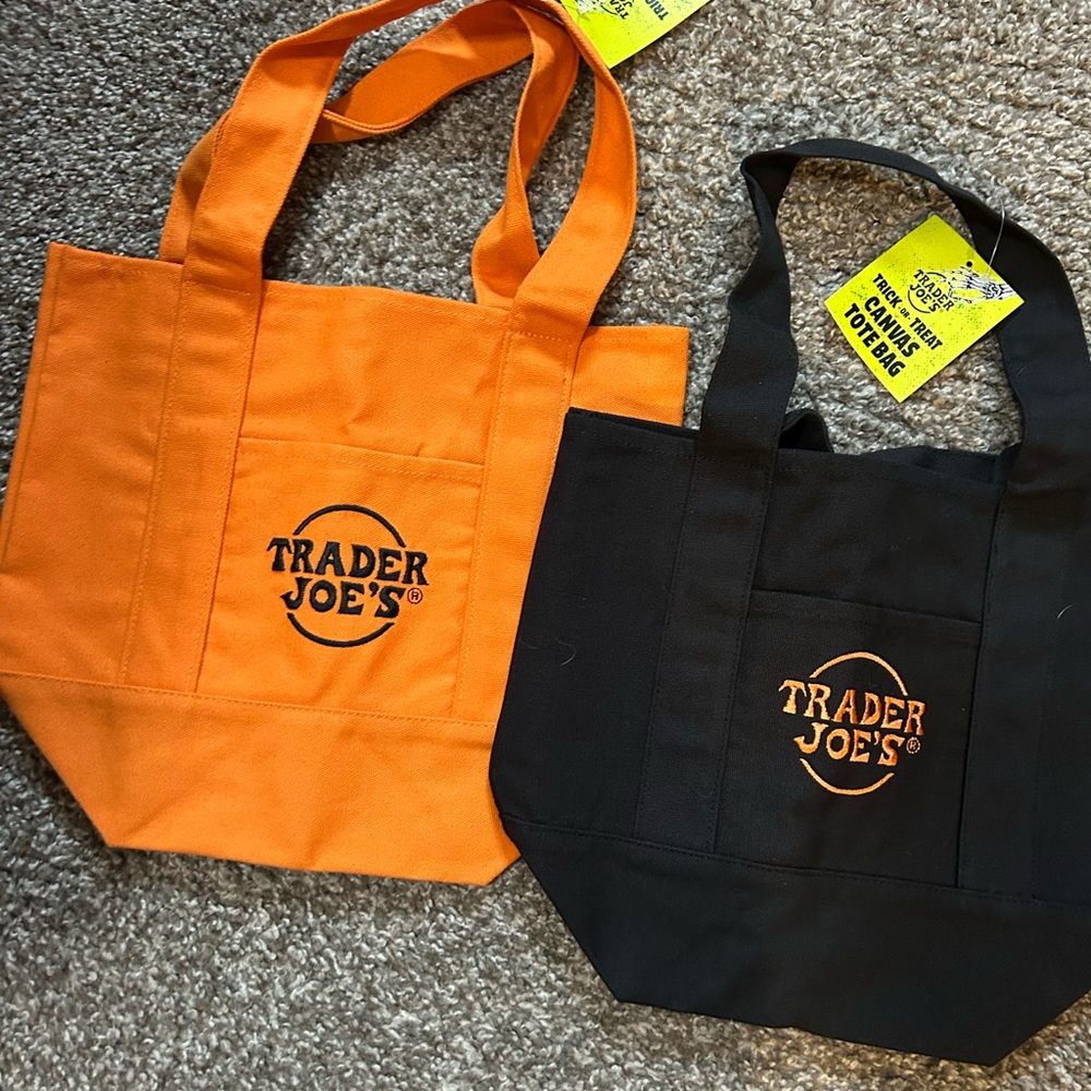 Trader Joe's Orange and Black Tote Bags